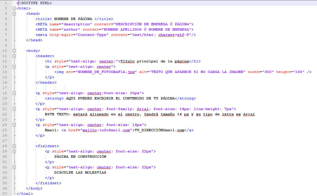 Código html del ejemplo