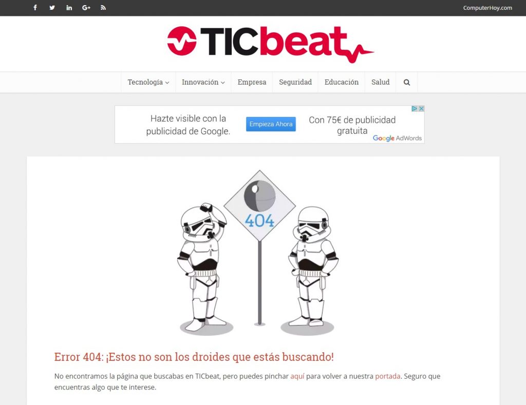TicBeat página error 404